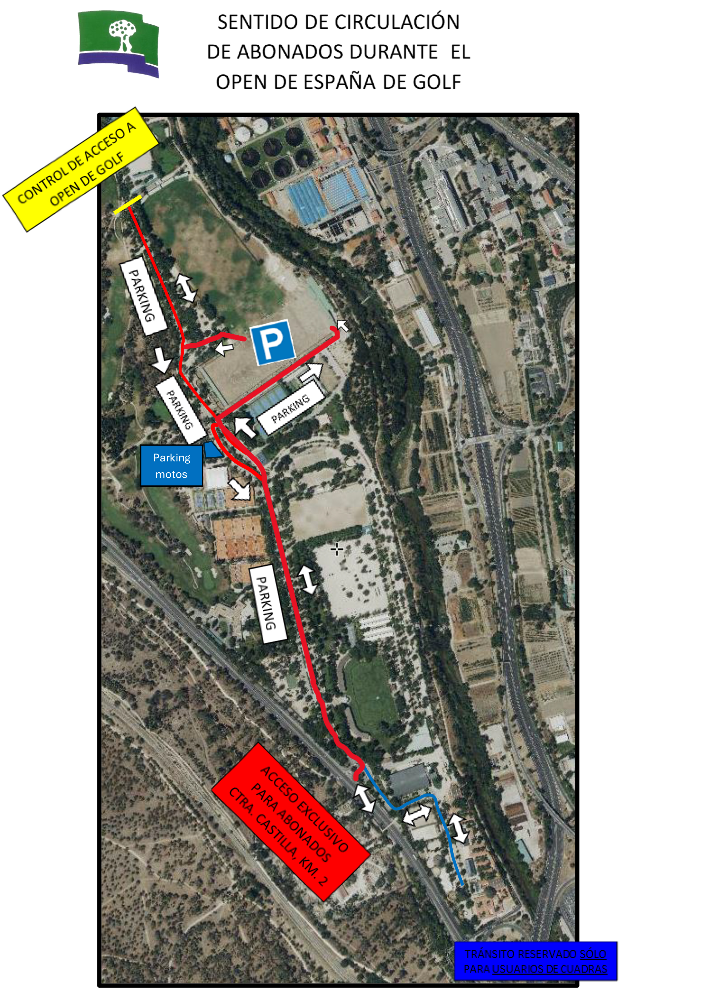 Plano de circulación durante el Open de España presented by Madrid de golf 2025.